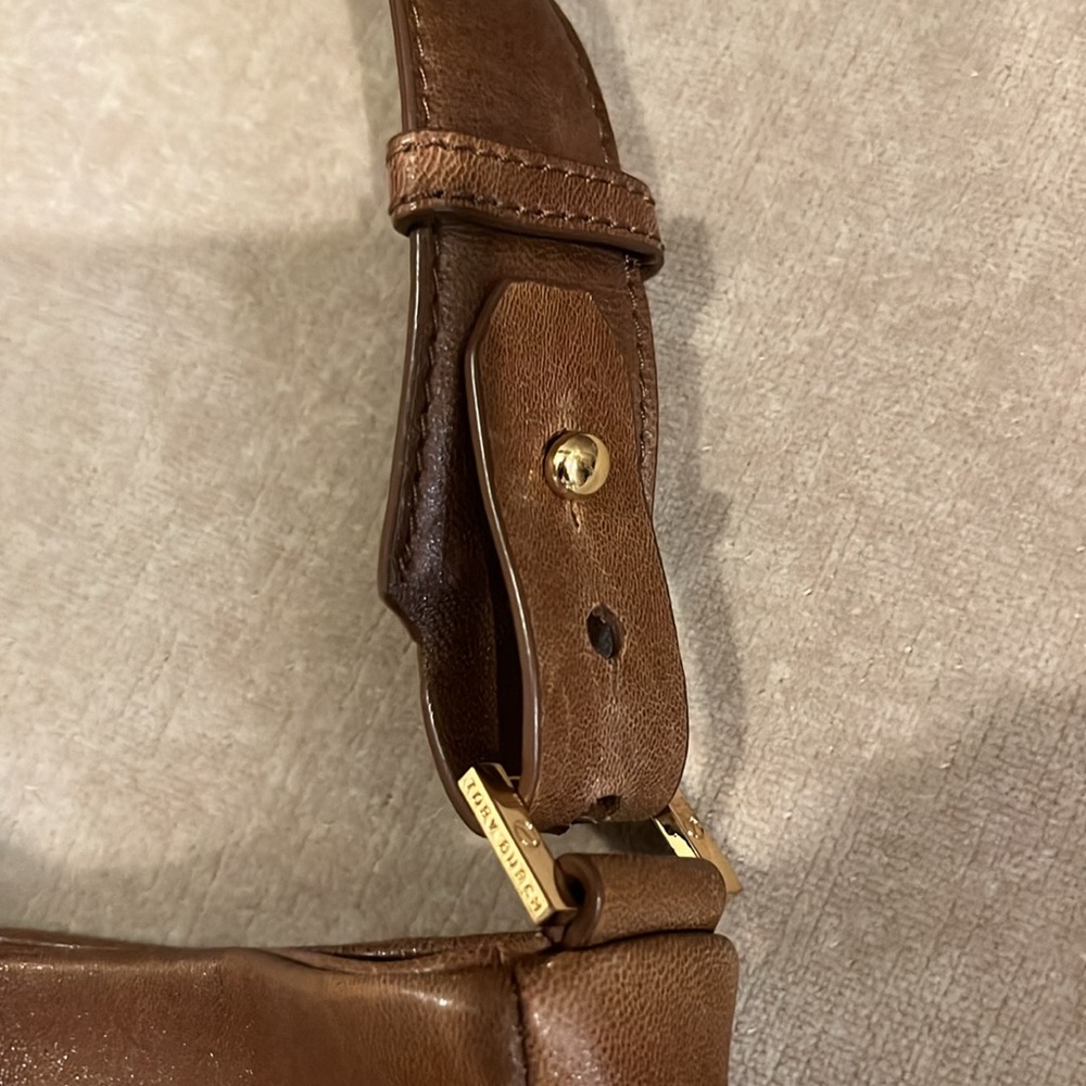 Tory Burch Cognac Brown Leather Hobo Handbag Shoulder Bag Classic Vintage - Picture 11 of 16
